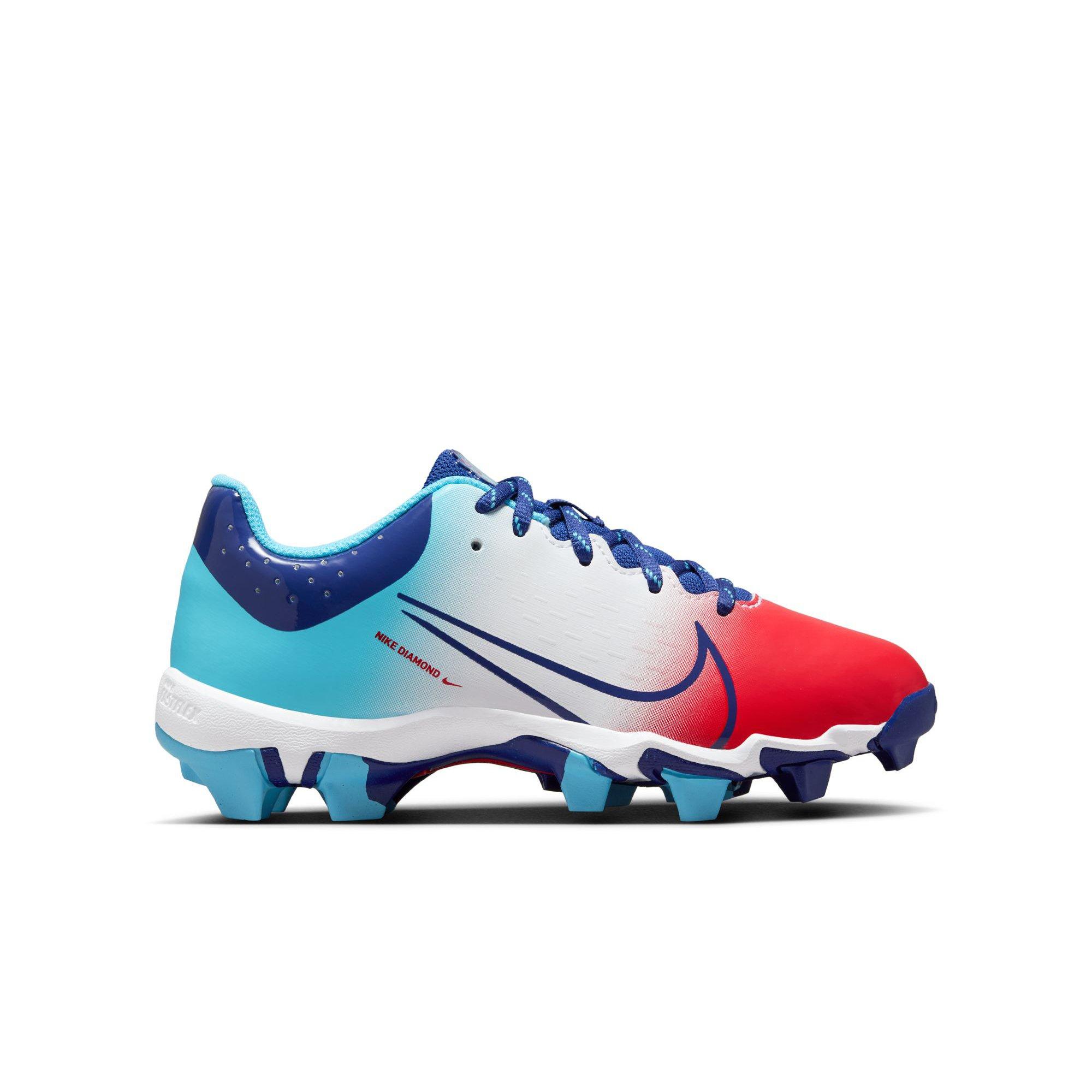 Nike Hyperdiamond 4 Keystone GG Lt Crimson Deep Royal Blue Baltic Blue Preschool Girls Softball Cleat Hibbett